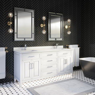 Terrence 72" Vanity with Power Bar and Drawer Organizer, White