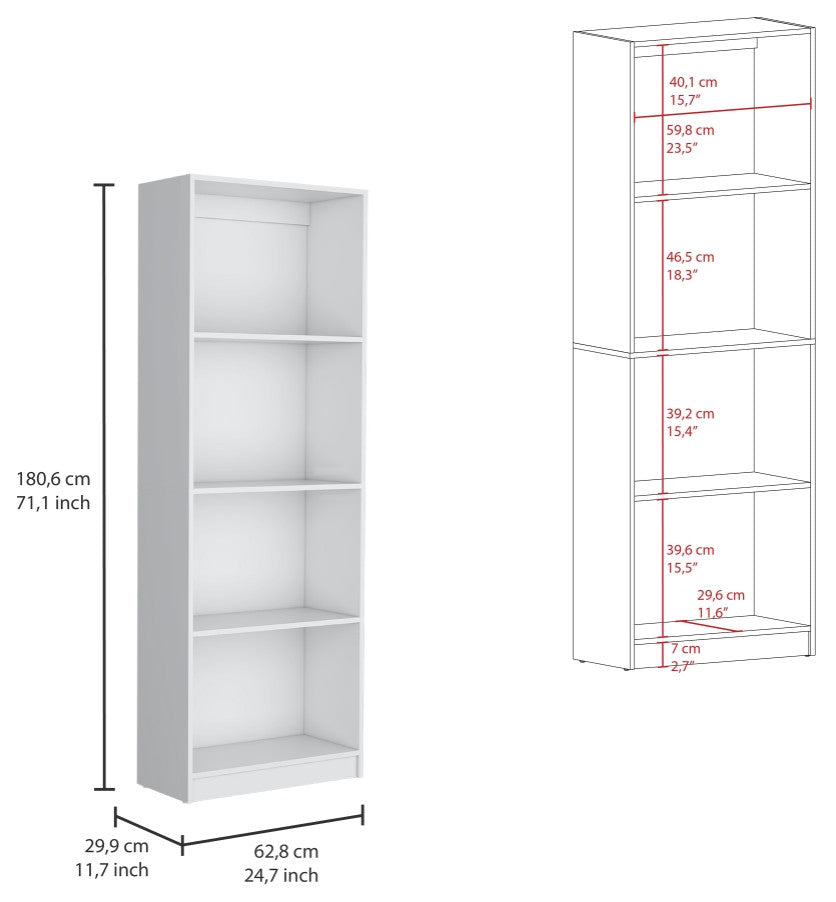 Clawson 4 Piece Living Room Set with 4 Bookcases, White