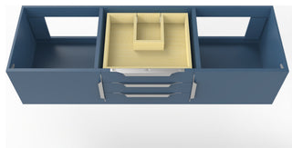 CastelloUSA Alpine 60" Wall Mounted Bathroom Vanity, Base Only, Blue, Brushed Nickel