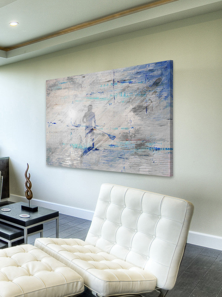 "Sunlight Paddling" Painting Print on Wrapped Canvas, 18"x12"