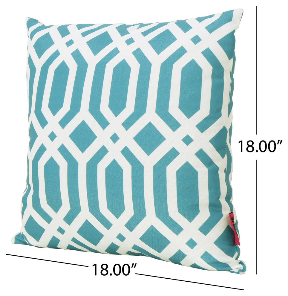 GDF Studio Raylan Indoor Dark Teal Arabesque Patterned Square Throw Pillow, Set