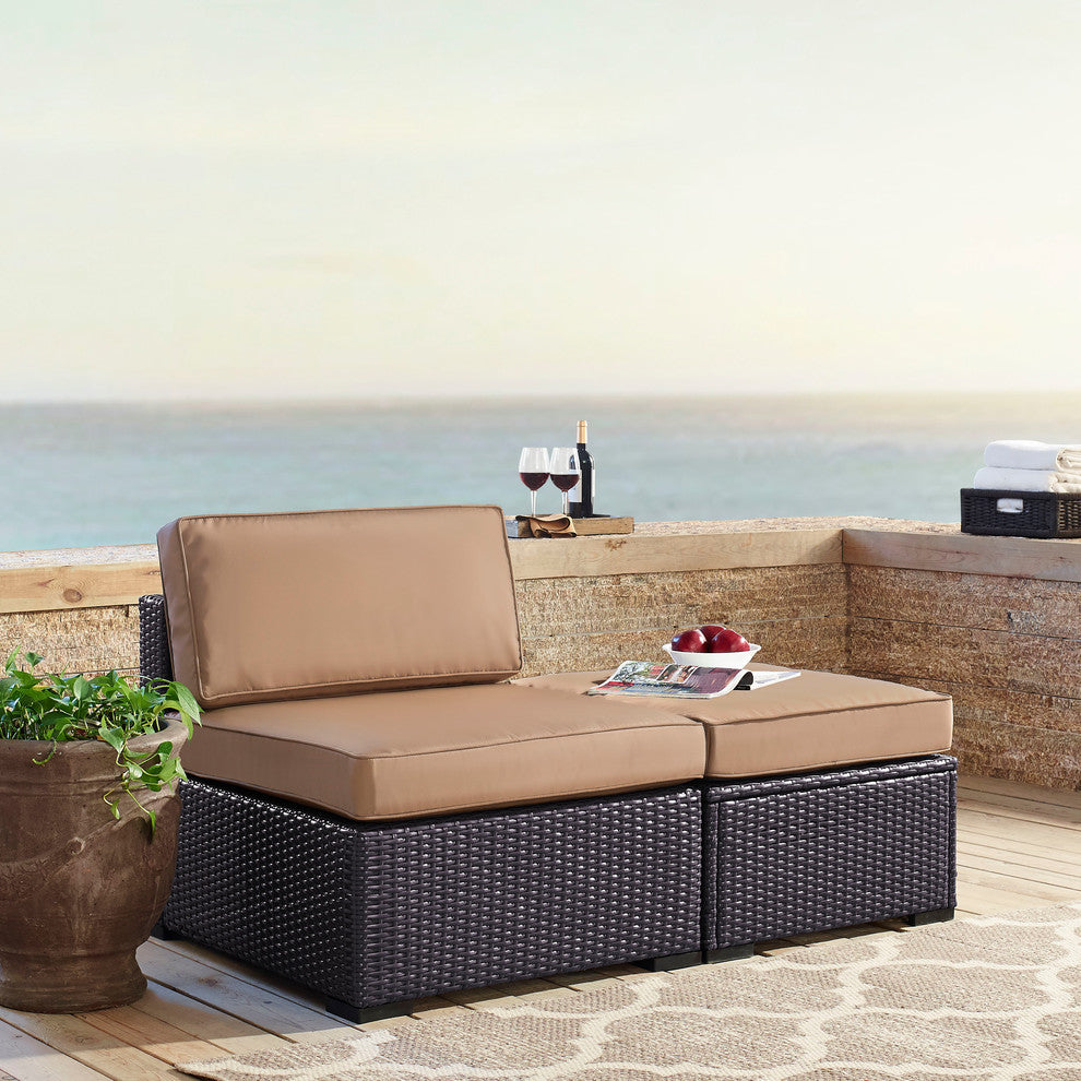 Biscayne Armless Chair With Mist Cushions, Cushions: Mocha