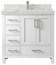 Malibu 36 Center Sink Bath Vanity in White  2" Calacatta Nuvo