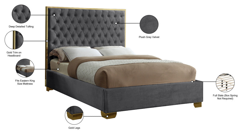 Lana Velvet Bed, Gray, King