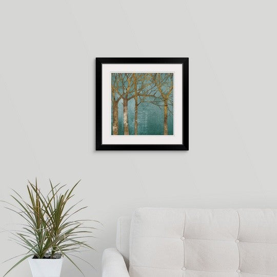 "Golden Day Turquoise" Black Framed Art Print, 24"x24"x1"