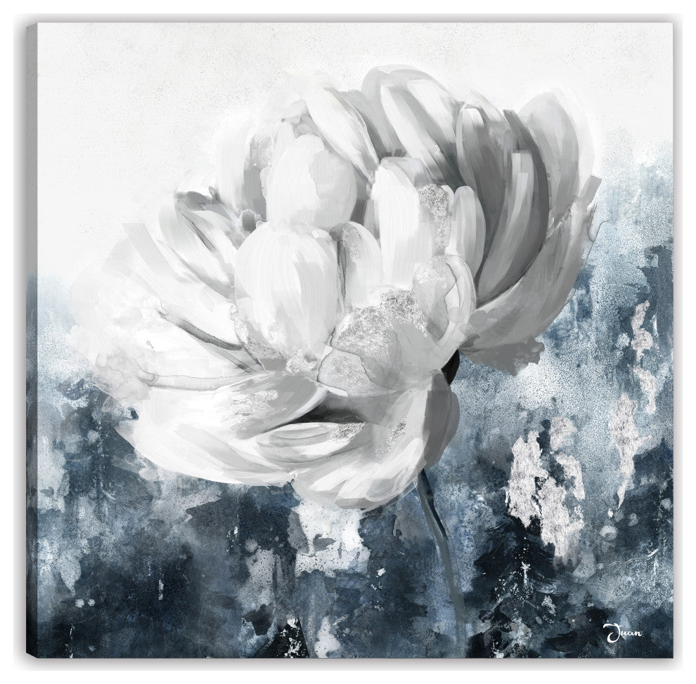 Abstract sliver flower - Oil Painting Print on Wrapped Canvas, Wall art, 30"x30"