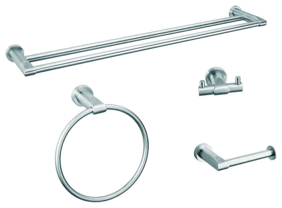 Moderna 4-Piece Stainless Steel Bathroom Hardware Set