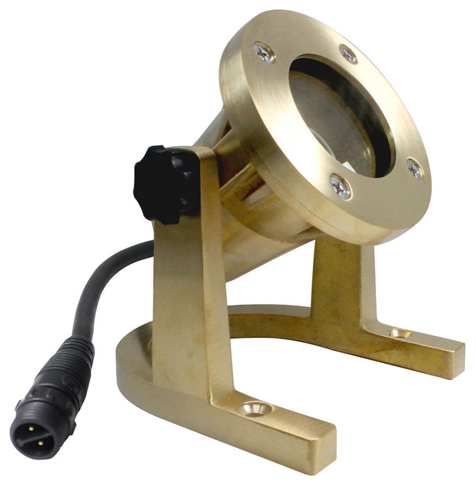 Solid Brass Underwater LED Light Kit, 3 pcs, Brass, Open Cover, Warm White