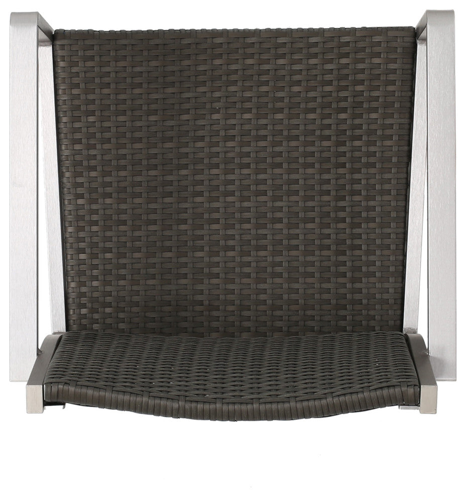GDF Studio 5-Piece Coral Bay Outdoor Gray Wicker Bar Set, Wicker