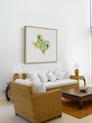 "Texas Cactus" Framed Painting Print, 18"x18"