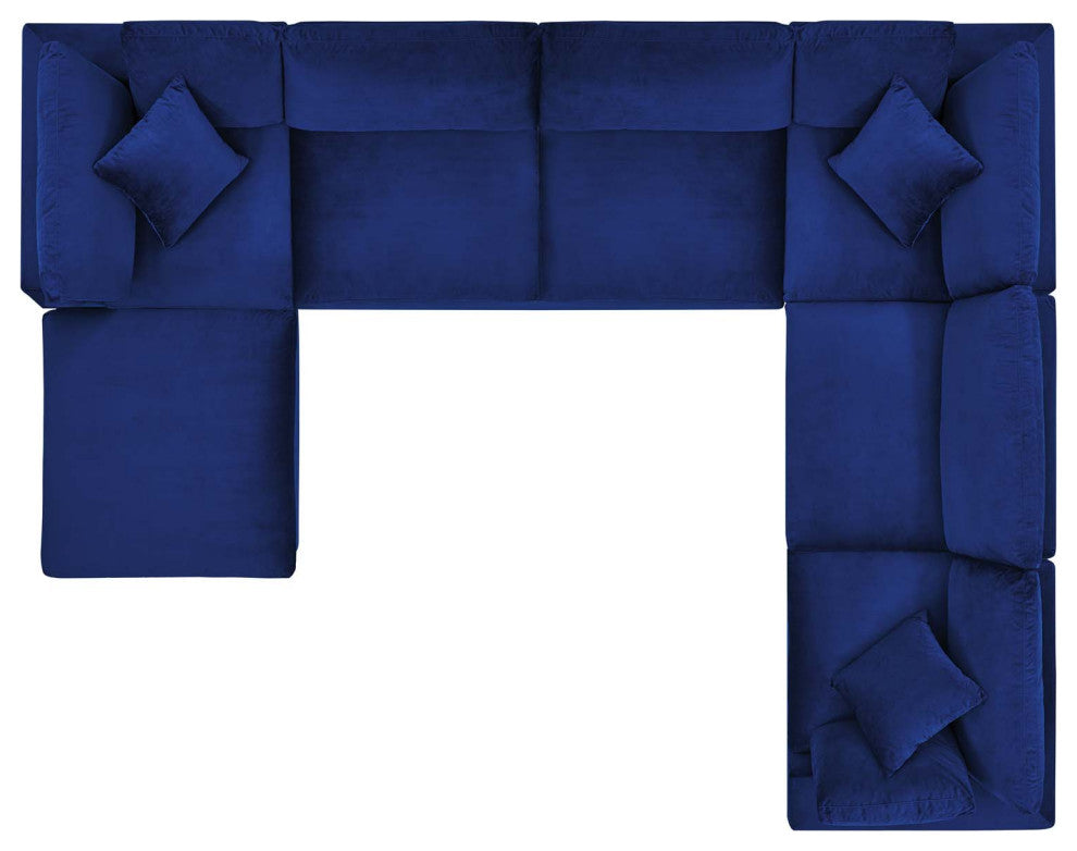 Sectional Sofa Set, Velvet, Blue Navy, Modern, Living Lounge Hotel Hospitality