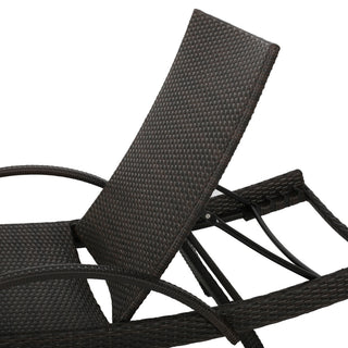 GDF Studio Olivia Outdoor 3-Piece Wicker Adjustable Armed Chaise Lounge Set