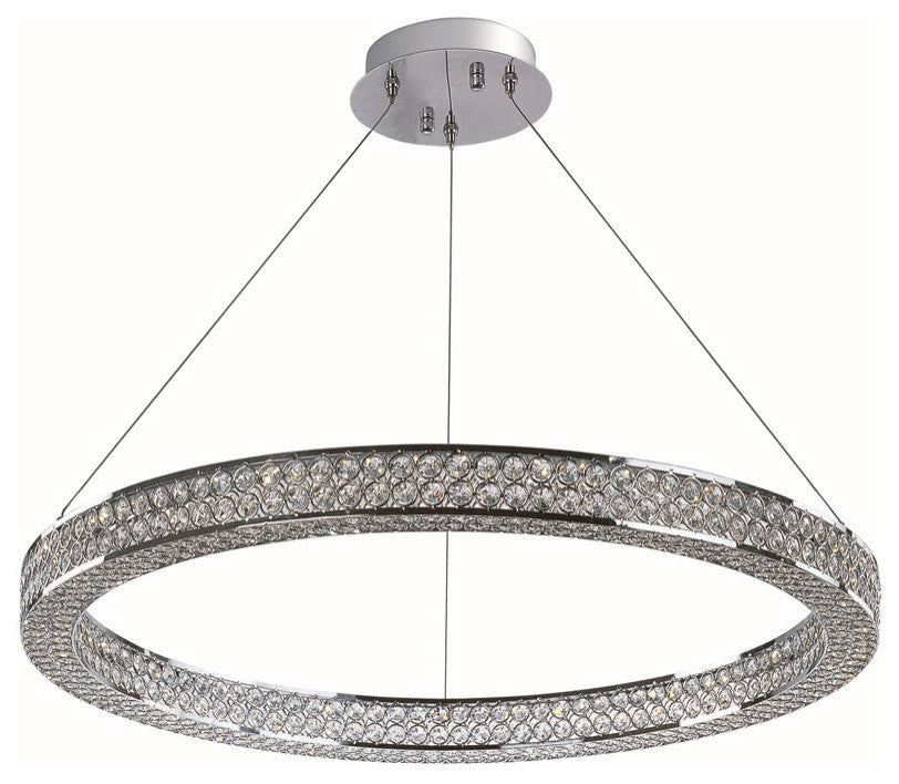 Maxim 39773 Eternity 30"W LED Crystal Pendant - Polished Chrome / Beveled