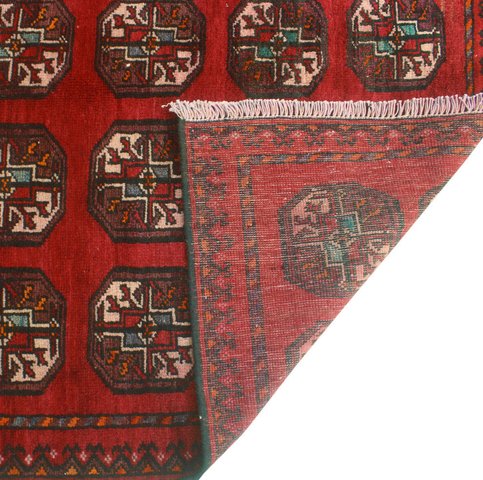 Vintage Distressed Nixon Red/Charcoal Runner, 3'11x7'11