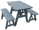 Pine Traditional Table With 2 Benches, Gray Stain, 4 Foot, 2 Benches