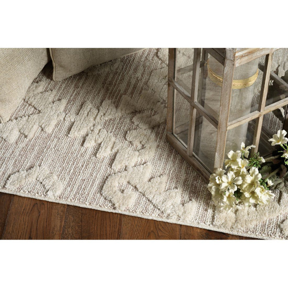 KAS Willow 1103 Ivory Beige Boho Area Rug, 3'x5'