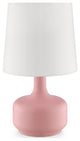 Benzara BM240454 Table Lamp With Teardrop Metal Base and Fabric Shade, Pink