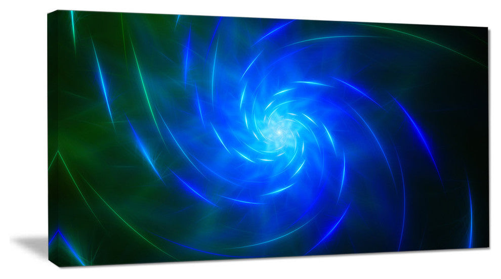 Blue Fractal Whirlpool Design, Oversized Abstract Canvas Art Print, 60x28