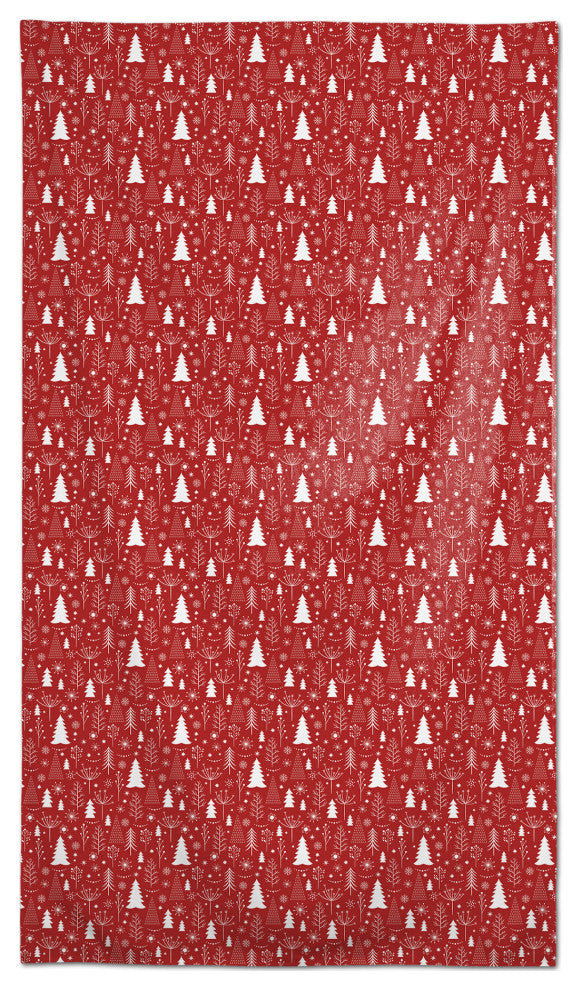 Winter Tree Pattern Red 6 58x102 Tablecloth