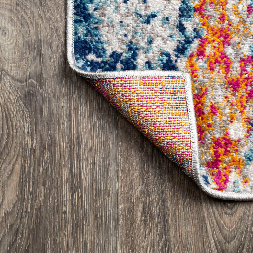 Sunset Modern Abstract Area Rug, Blue/Multi, 4 X 6