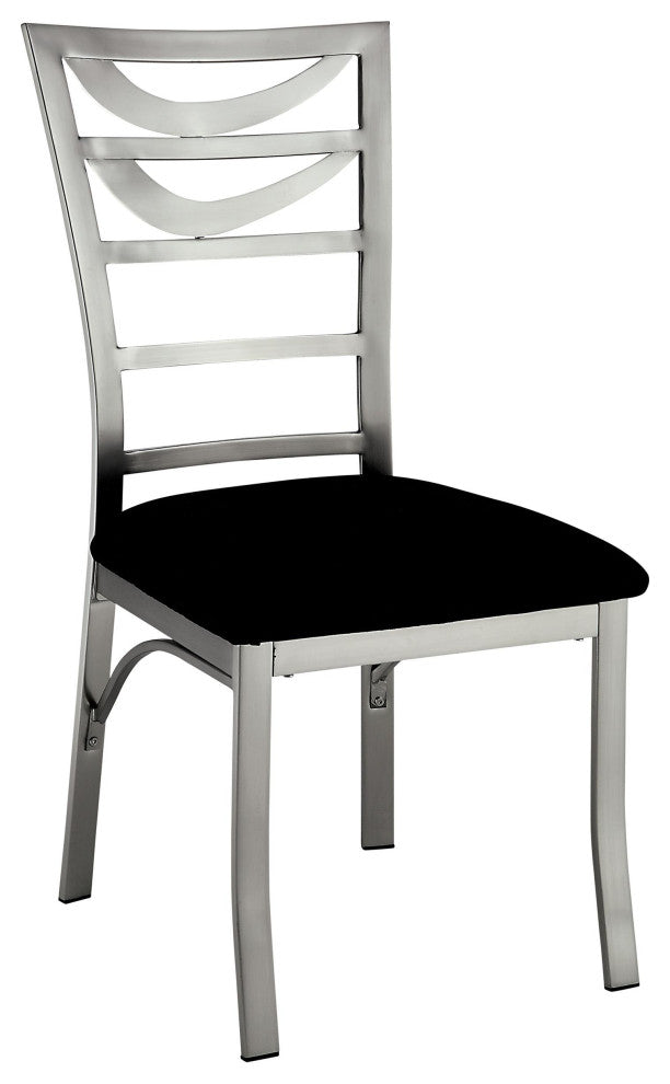 Furniture of America Halliway Stainless Steel Dining Chair in Silver (Set of 2)