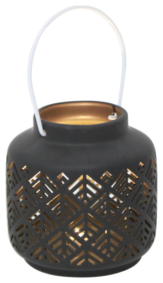 5.5In Led Herringbone Ceramic Lantern
