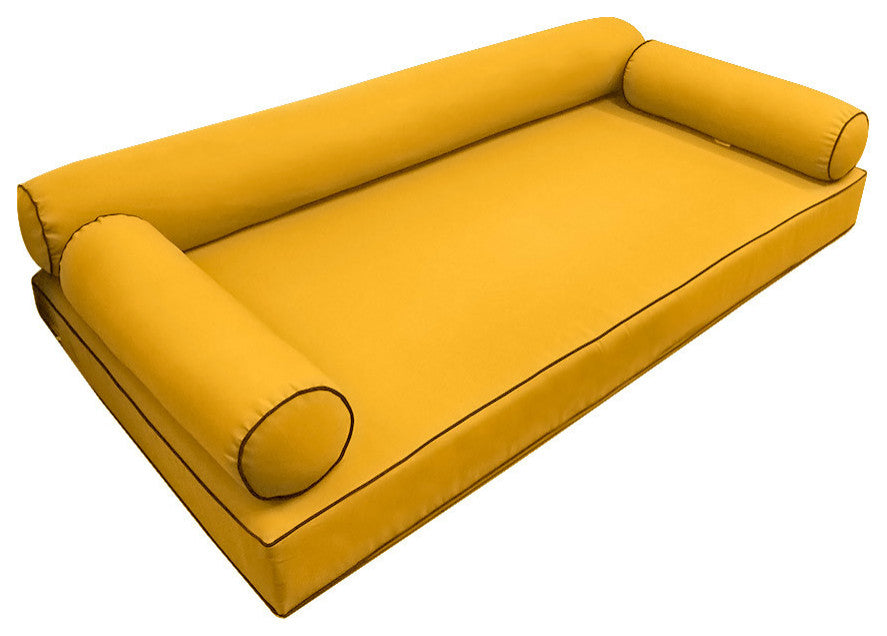 S6 Twin-XL Contrast Trim Mattress Bolster Pillow Outdoor Slip Cover ONLY AD108