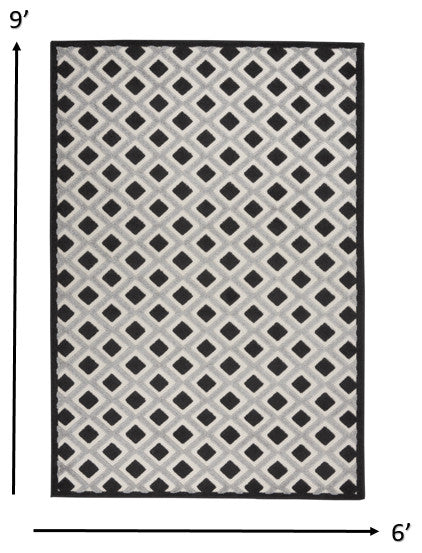 6 x 9 Black White Gray Indoor Outdoor Area Rug