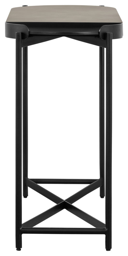 Dua Concrete and Black Metal Modern Console Table