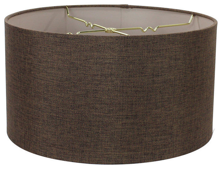 Chocolate Burlap Shallow Drum Lampshade 18x18x10