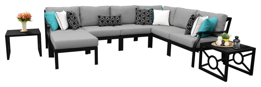 kathy ireland Madison Ave. 9 Piece Aluminum Patio Furniture Set 09b, Slate