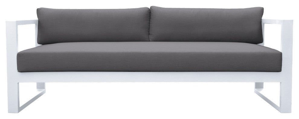 Aelani Outdoor 4-Piece Set, White Finish and Charcoal Cushions