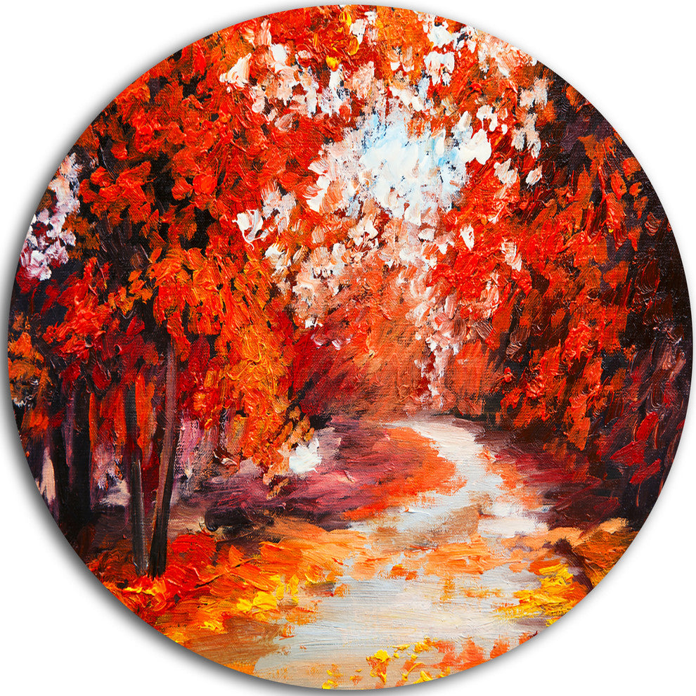 Forest In The Fall, Landscape Round Wall Art, 11"
