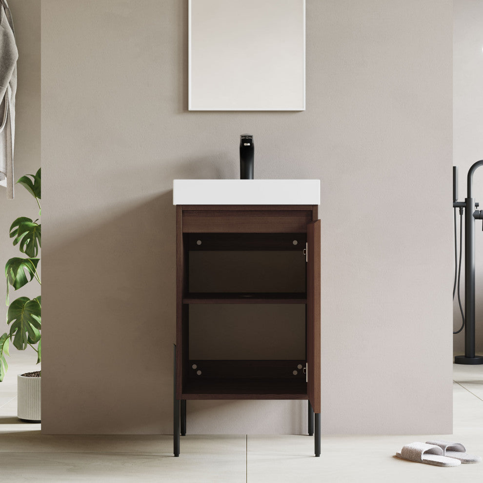 Flutie 18" Bathroom Vanity Set, Walnut