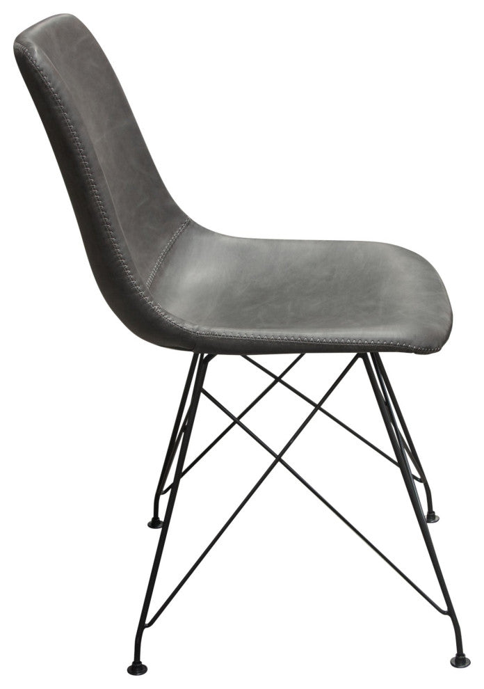 Theo 4 Dining Chairs With Metal Base, Weathered Gray