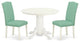 3Pc Round 42" Dinette Table, Pair Of Parson Chair, Pu Leather Color Pond