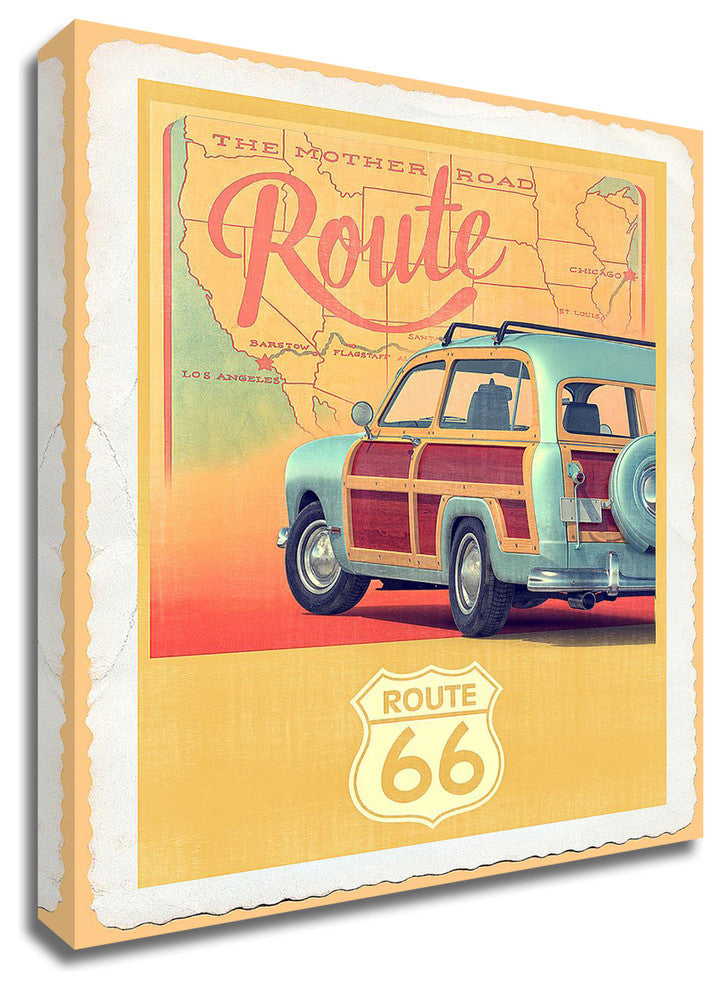 Route 66 Vintage Travel by Edward M. Fielding, Print on Canvas, Ready to Hang