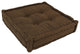 25" Square Corder Floor Pillow with Button Tufts, Chocolate Brown