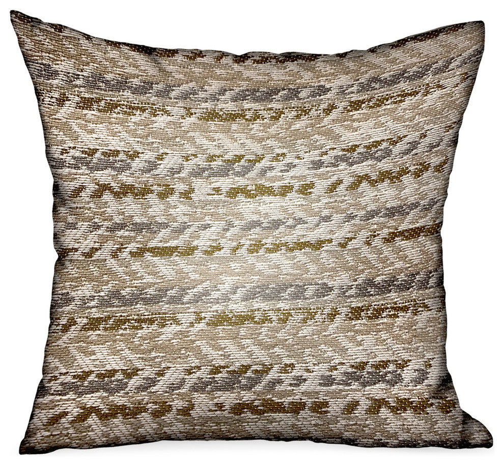 Plutus Antique Zane Brown Dobby Luxury Outdoor/Indoor Throw Pillow, 24"x24"