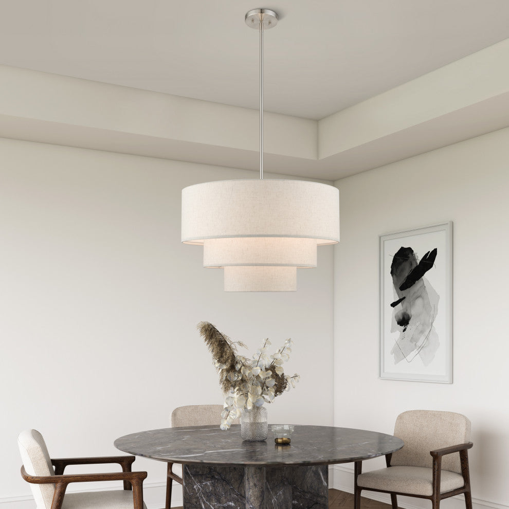Livex Lighting Gladstone 4-Light Brushed Nickel Pendant Chandelier