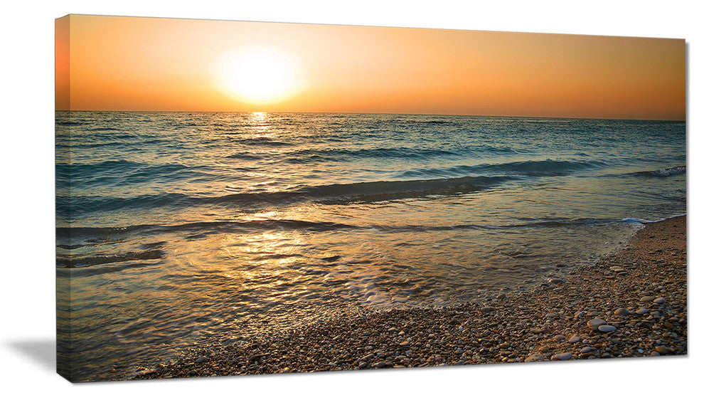 "Gloomy Atlantic Beach Portugal" Seashore Canvas Wall Art, 1 Panel, 60"x28"