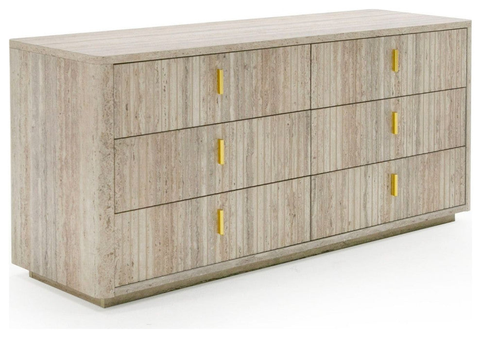 Nova Domus Daystar, Roma Beige Velvet, Travertine, Gold Bedroom Set, Eastern King