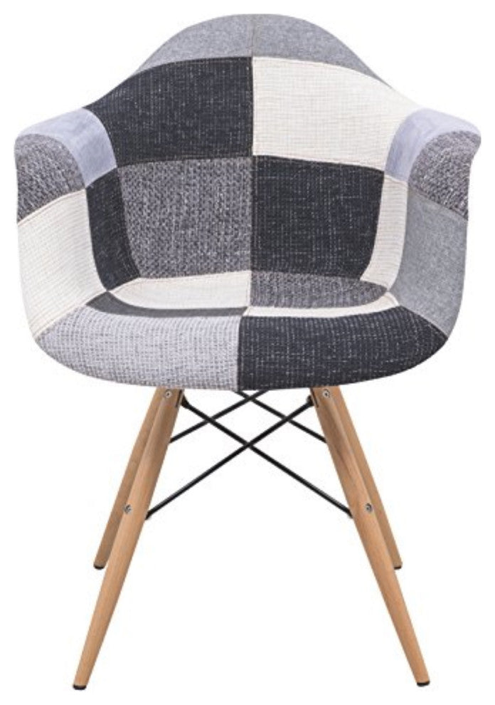 LeisureMod Willow Patchwork Fabric Eiffel Accent Chair, Set of 4