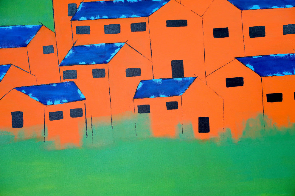 Landscape Artwork Architecture Painting Houses Abstract Wall Art