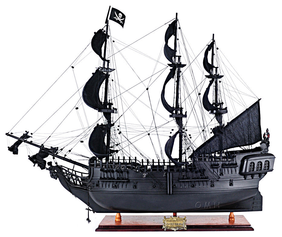 Old Modern Handicrafts T295B Black Pearl Pirate Ship Large Floor Display Case