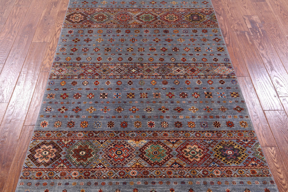 Super Kazak Khorjin Hand Knotted Wool Rug 4' 1" X 5' 10" - Q12511