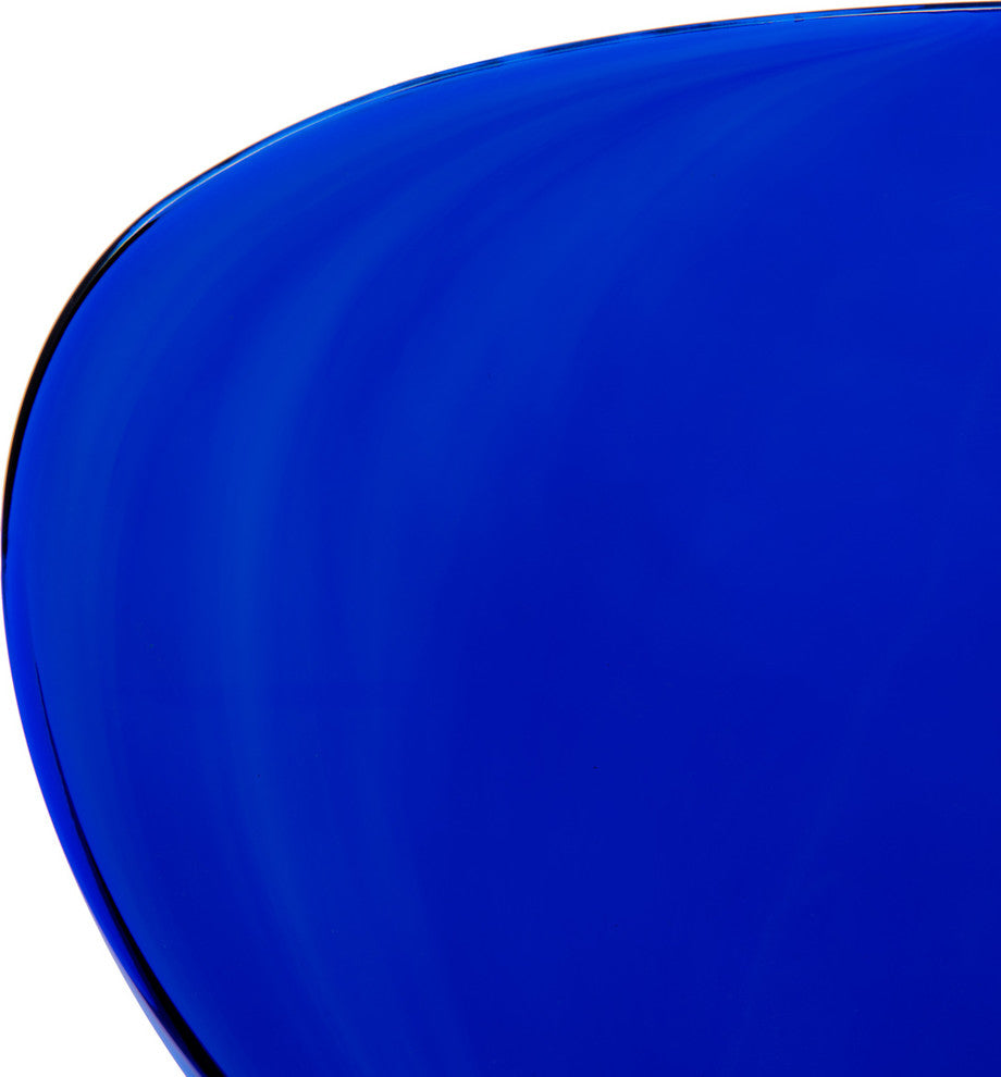 Stackable Plastic Dining Chair with Chrome Legs for Indoor and Outdoor Set of 2, Blue