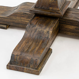 Round Dining Table, Rustic Rubberwood Table, Distressed Jacobean Finish, 48"