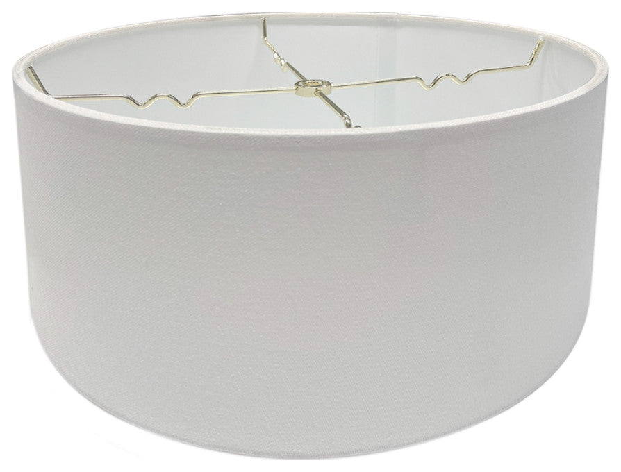 Hardback Shallow Drum Lampshade White Linen Fabric, 14x14x7