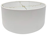 Hardback Shallow Drum Lampshade White Linen Fabric, 14x14x7
